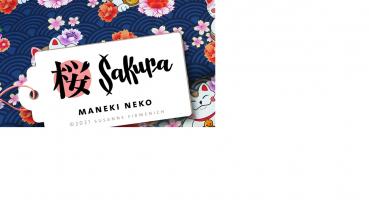 Baumwollsweat SAKURA Maneki Neko Blue Navy Hamburger Liebe